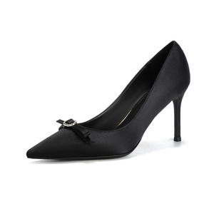 Nouvelles Chaussures à Talons Hauts Automne 2025 – Talon Aiguille, Bout Pointu, Couleur Champagne Unie, Nœud Papillon en Satin – Style Français pour Mariage - Product Image 5