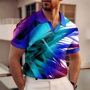 Khoảng Cách Ngắn Tay Polo Áo Sơ Mi Cho Nam Giới Trong Mùa Hè 2025, Mới Đa-Màu Gradient Thời Trang Giản Dị - Product Image 1