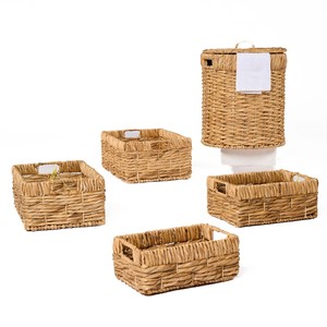 Elegante nueva cesta de mimbre rectangular con asas cestas de Jacinto impermeables para cocina o baño - Product Image 1
