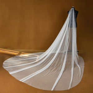 <span class=keywords><strong>Voile</strong></span> de mariée haut de gamme évasé et tendance, orné de strass transparents, longue traîne de 300 cm, pour cérémonie de mariage et entrée principale - Product Image 6