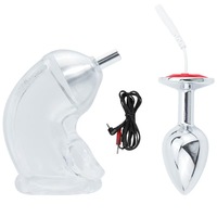 Plug Anal Dispositif de Chasteté Cock Cage érection empêchée gland Choc électrique