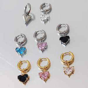 Pendientes de Zirconia Azul con Baño de Oro de 14k y 18k sobre Acero Inoxidable 316L, Joyería de Moda para Mujer - Product Image 2