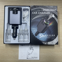 Chargeur de voiture ultime 5 en 1 : Type-C rétractable/Aromathérapie/Lumière nocturne étoilée et charge pour iPhone et Android