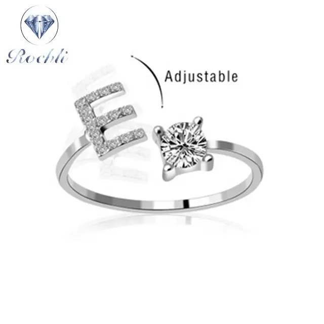 Silver ring pairs 26 letter initial letter ring cz zirconia zircon diamond s letter ring for girls friends