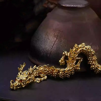 Statue de dragon chinois antique moderne traditionnelle en laiton 3D à cinq griffes, plaquée or, décoration Feng Shui pour la maison, ornement de bureau, moulée à la main