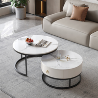 Mesa de centro redonda moderna convertible de fábrica de China, hierro y oro con vidrio para muebles de sala de estar
