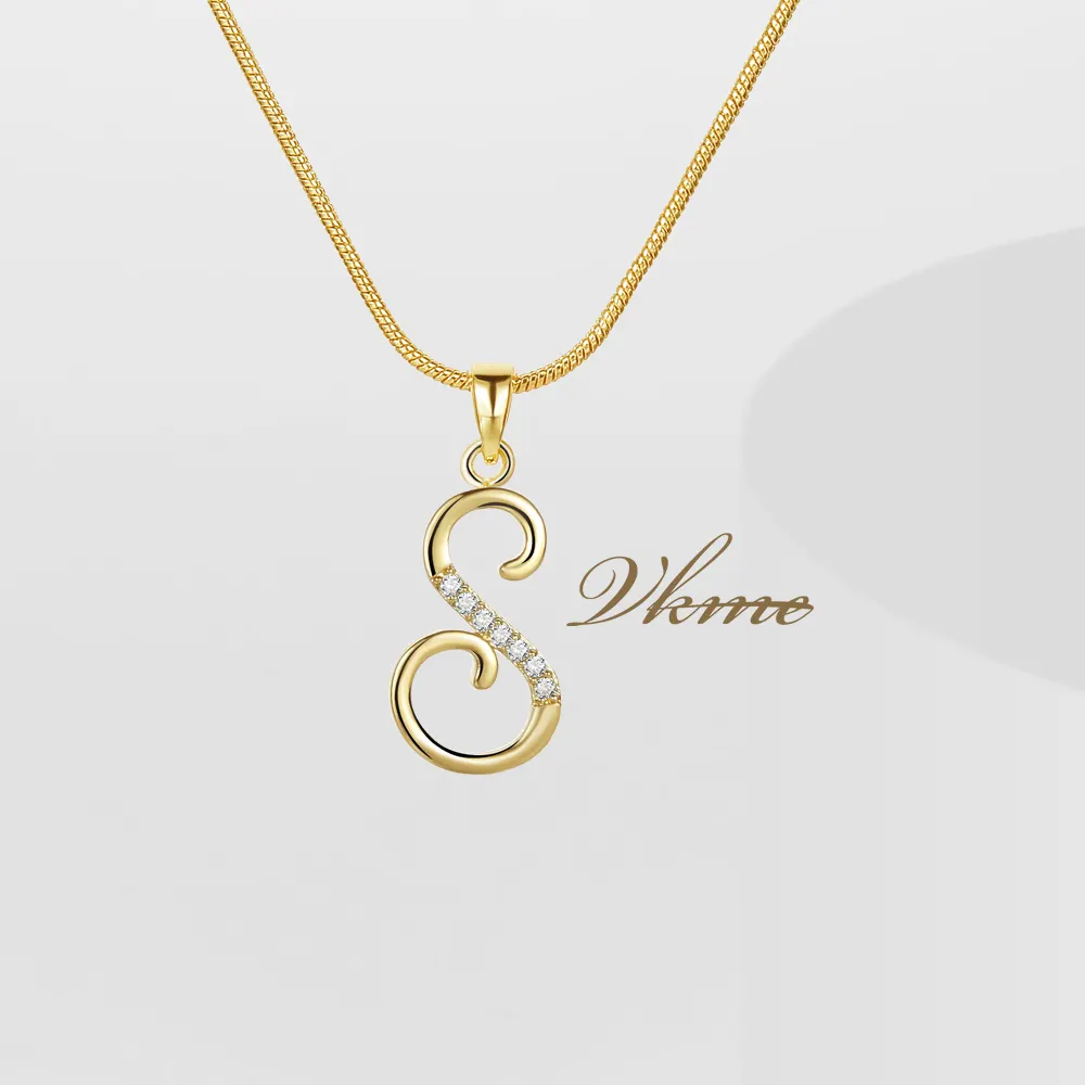 Kisswife Zirkoon 18K Custom Sieraden Kettingen Letter S Eerste Ketting Sieraden Verguld Koperen Opp Tas Hanger Kettingen