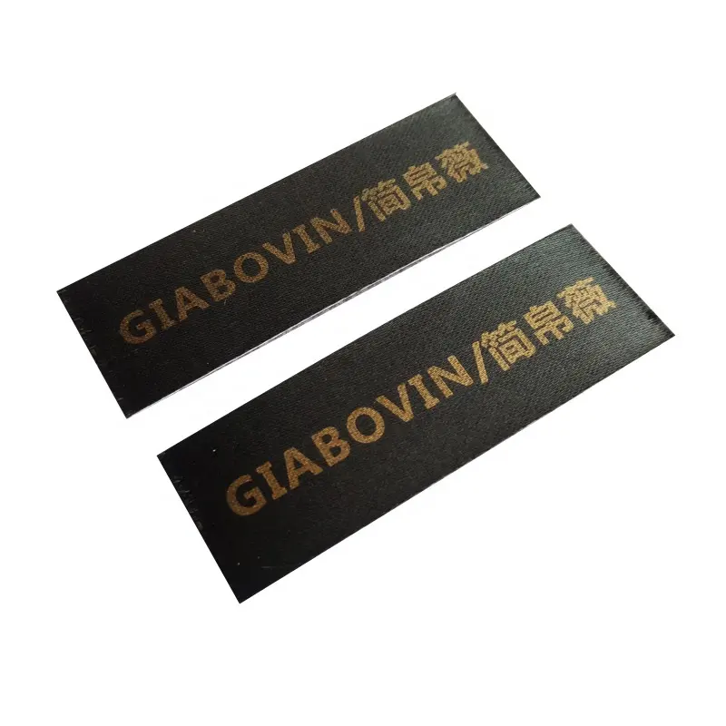 small stick labels Wholesale Customized Endfold Garment Shoe satin Printed Clothing Label Embroidered Tag