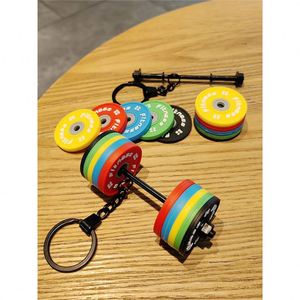 Pendentif haltère en caoutchouc souple de haute qualité, amusant et attrayant, avec chaîne détachable, porte-clés sportif à suspendre, cadeau pour hommes et femmes - Product Image 5