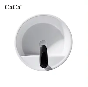 CaCa Customized High Grade Ceramic Column Pedestal Sink 1 Piece Round Bathroom Pedestal Wash Hand Basin