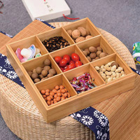 Plateau de service en bambou écologique à 9 compartiments, plat à sushi, bol à bonbons, séparateur pour la maison, la restauration, la vaisselle, le rangement