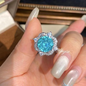Anillo Abierto de Cobre con Diamante de Alto Carbono y Corte Rosa de Ocho Puntas, de Alta Calidad, al por Mayor, Accesorio de Moda para Mujer - Product Image 4
