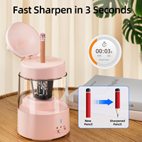 Taille-crayon électrique mignon rechargeable, 3 modes réglables, affûtage rapide, un seul trou, arrêt automatique, sécurité enfant pour l'école