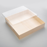 Custom Logo Houten Food Box Sushi Snacks Fruitschotel Creatieve Diy Massief Hout Opbergdoos