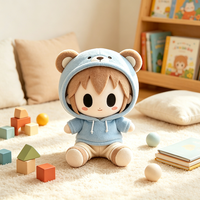 Figurine en peluche de personnage d'anime ODM OEM, tenue à capuche amovible, jouet mascotte personnalisé, jouet en peluche humanoïde en tissu doux pour licence IP