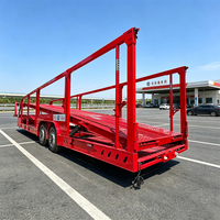 Semi-remorque porte-voitures 2 essieux en acier au manganèse, châssis bas, double pont, transport de véhicules, structure durable