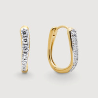 Gemnel - Aros de Plata de Ley 925 con Diamantes, Modelo Riva Huggies y Juego de Aros Pequeños para Mujer