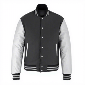 Men's Green Red Varsity Jacket Wool Sleeves Mandarin Collar Covered Button Closure Breathable Quick-Dry Casual <b>Winter</b> <b>Wear</b> High - Product Image 2