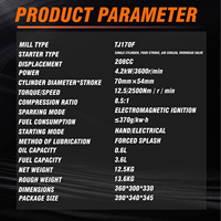 Moteur à essence monocylindre TLJ Factory TJ170F, 4 temps, 7 CV/208 cm³, 3600 tr/min, refroidissement par air, Euro 5, pompe à eau haute performance