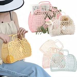 Ventes Flash - Panier de Rangement Pliable Tendance en Plastique pour Plage, Panier de Bain/Shopping pour Voyages en Plein Air, Pique-niques, Plage - Product Image 1