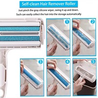 Rouleau portable pour enlever les poils d'animaux, brosse réutilisable bidirectionnelle pour enlever les poils de chat et de chien, poignée ergonomique