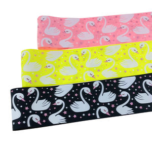 Rubans en gros-grain colorés imprimés motif cygne pour accessoires capillaires, décorations de fête et projets DIY - Product Image 1