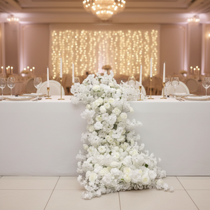 DKB Factory - Grande <span class=keywords><strong>Vente</strong></span> : Décoration Florale Extérieure pour Mariage et Saint-Valentin - Guirlande de Roses Blanches Artificielles en <span class=keywords><strong>Soie</strong></span> - Product Image 1