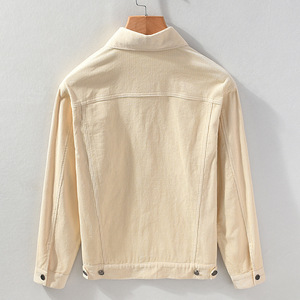 Style japonais décontracté printemps hommes vêtements <span class=keywords><strong>de</strong></span> <span class=keywords><strong>travail</strong></span> court ample jeunesse velours côtelé artistique col montant avant coupe-vent veste manteau - Product Image 3