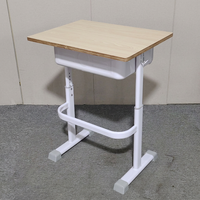 Ensemble bureau et tabouret pour étudiant, structure en bois et métal, table d'étude scolaire avec plateau de rangement, hauteur réglable