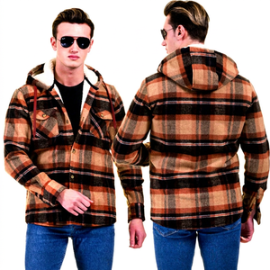 เสื้อเชิ้ตลำลองลายไม้สำหรับผู้ชาย ฤดูใบไม้ผลิ ไซส์ใหญ่ ผ้าขนสัตว์ 100% เป็นมิตรกับสิ่งแวดล้อม - Product Image 1