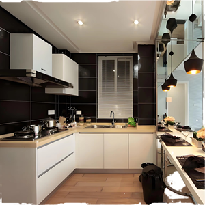 Muebles de Cocina Modernos y Minimalistas de Alvin, Mueble de Fregadero en Forma de L Personalizado de Melamina, Diseño Completo Pequeño, Roble Macizo - Product Image 4