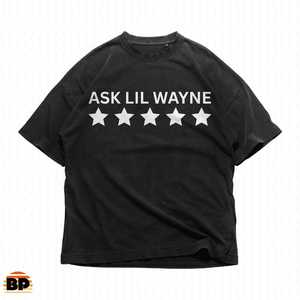 T-shirt Ask Lil Wayne unisex in cotone pesante, casual, streetwear, regalo per gli amanti della musica hip hop - Product Image 1