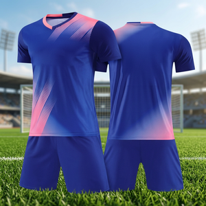 Conjunto de Uniforme de Fútbol Personalizado con Estampado Frontal Rosa, Camiseta de Manga Corta de Secado Rápido, Cuello en V, Servicio OEM, Unisex para Adultos - Product Image 3