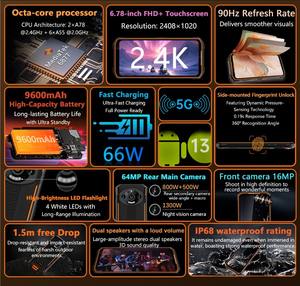 Smartphone robuste IP68 étanche 6,8 pouces Android 12 Octa-Core 4G 8 Go 256 Go avec écran LCD <span class=keywords><strong>portable</strong></span> et processeur Octa-Core CDMA - Product Image 2