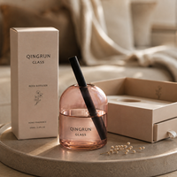 Bouteille de parfum en verre teinté rond OEM avec bâtonnets diffuseurs pour chambre, salon, cadeau de mariage, présentoir de vente au détail