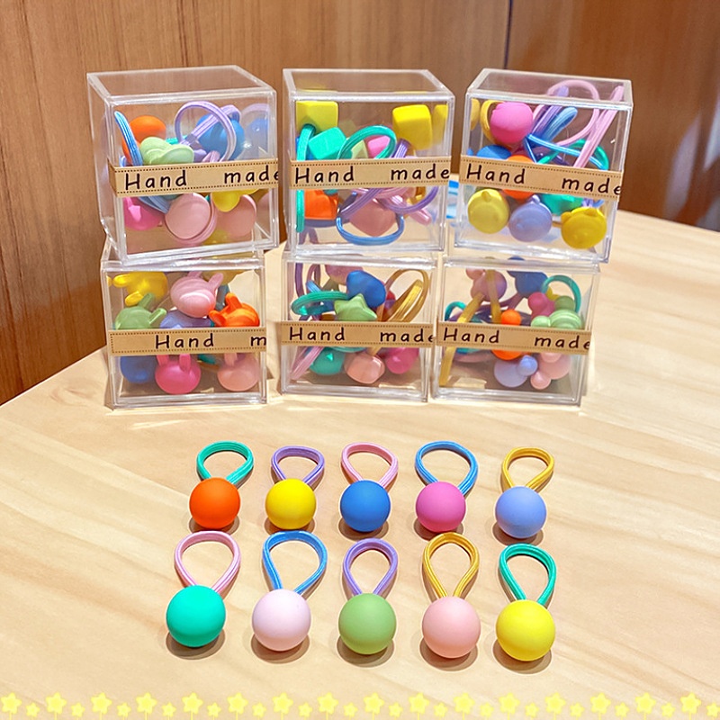 Корейские Разноцветные Детские резинки 10 штук высокоэластичные резинки для волос конский хвост Мультфильм обруч для волос для девочек