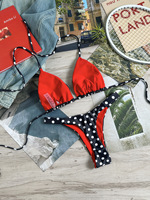 Stok Baru Baju Renang Wanita Kain Double Lined Print Thong Bikini Scrunch Butt Ukuran XS-L