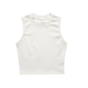 Y2K Baddie Crop Top Mujer 220GSM Algodón, Slim Sin Mangas Sólido - Product Image 1