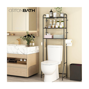 ORTONBATH 3 Tier Shelf Bathroom Space Saver, Over The Toilet Rack,Bathroom Stand Storage Organizer, Black