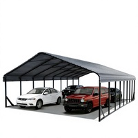 Abri pour voitures en métal robuste 20x40 pieds pour 4 voitures |   Kit de garage automobile moderne à toit en pignon toutes saisons avec structure renforcée et auvent pour bateau