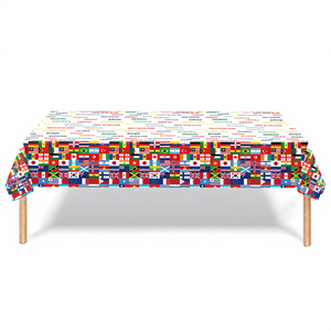 Juego de Vajilla Desechable con Diseño de Banderas Internacionales <span class=keywords><strong>para</strong></span> <span class=keywords><strong>Fiestas</strong></span> de Cumpleaños, Platos, Vasos, Servilletas, Cubiertos, Mantel - Product Image 3