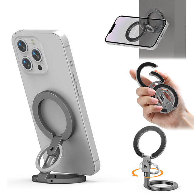 New Aluminum Magnetic Ring Grip Strong Dual-Sided Phone Stand Foldable Multi-Functional Desk Phone Holder