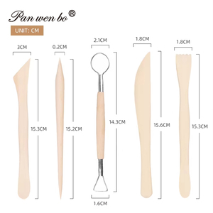 5 Bộ điêu khắc mô hình công cụ đất sét gỗ <span class=keywords><strong>Polymer</strong></span> gốm dập nổi công cụ khắc gỗ gốm công Cụ Điêu Khắc Đất Sét gốm công cụ thiết lập - Product Image 2