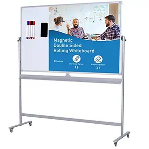 Lcd touch screen Mobile Whiteboard Height Adjustable 360 degree Rolling Double Sided White Board on Wheels Office Classroom Home