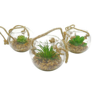 Lot de 4 pots de plantes artificielles cactus lotus avec plateau <span class=keywords><strong>en</strong></span> <span class=keywords><strong>bambou</strong></span> décor d'étagère pour succulentes - Product Image 1
