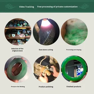 Myanmar Tự Nhiên Jadeite Nguyên Đá Ngọc Bích Bán Rõ Ràng Màu Sắc Băng Sáp Loại Zhengyang Màu Xanh Lá Cây Của Phụ Nữ Quyến Rũ Vòng Đeo Tay Cao cấp - Product Image 4