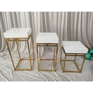 Hoge Kwaliteit Goud Vierkante Bruiloft Plint Stand Stand Plint Cake Dessert Tafel