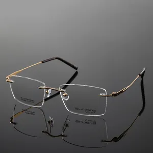 Ready stock Rimless pure titanium spectacle frames for men