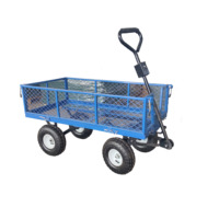 Chariot de jardin robuste en acier, capacité 900 lb, pour extérieur, chariot à benne basculante pour pelouse et jardin, en maille