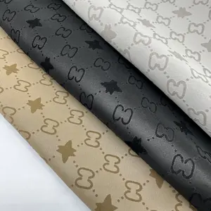 Latest Design Fashion Regular Cartoon Cute Patterns Flocking Ready to Ship Pu Synthetic Leather Fabric for Jackets and Skirts